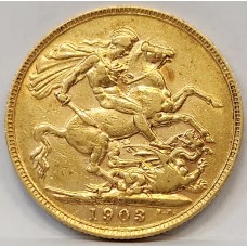 AUSTRALIA 1903 . ONE 1  SOVEREIGN . PERTH . GOLD